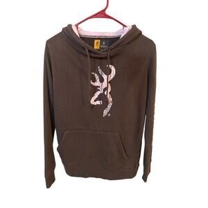 Browning for her med. brown & pink hoodie pullover sweatshirt. Logo on front